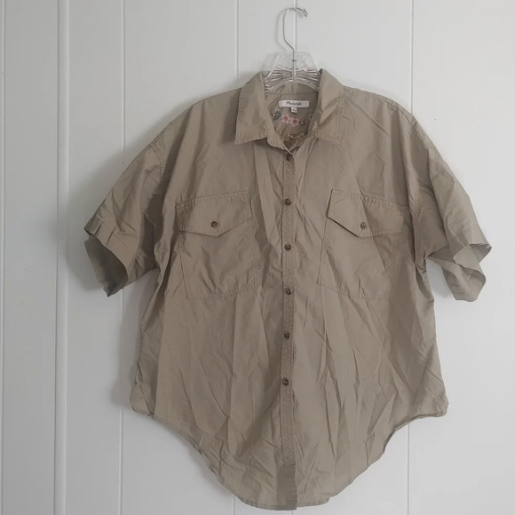 Madewell Embroidered back safari shirt tie front Large NWOT - Picture 1 of 9